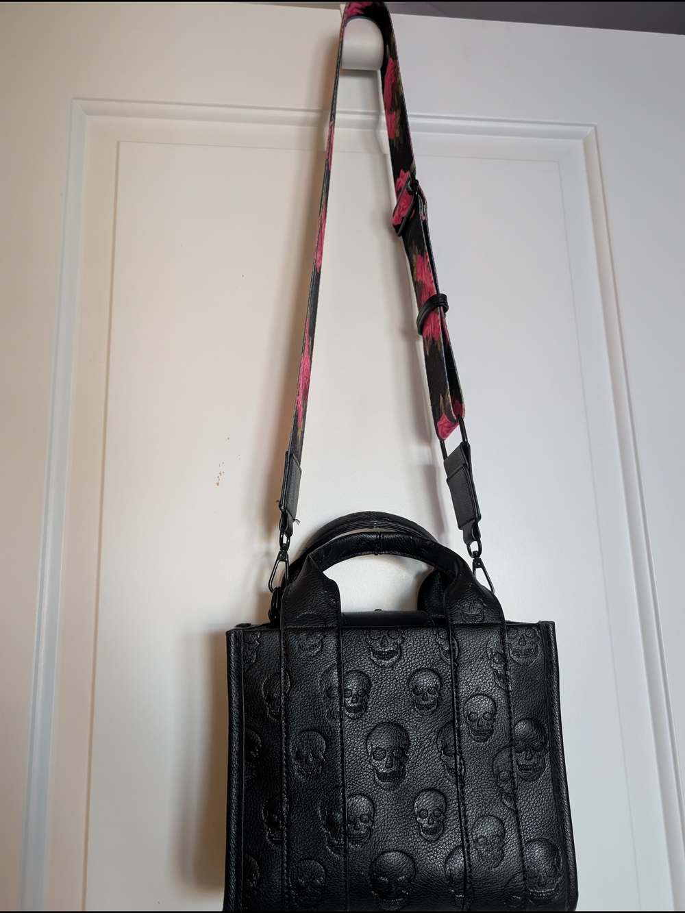 Betsey Johnson Black Embossed Skull Crossbody Bag